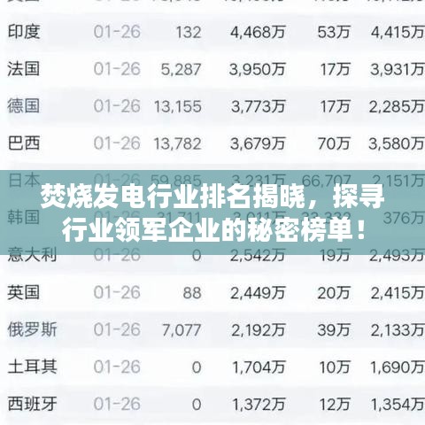 焚烧发电行业排名揭晓，探寻行业领军企业的秘密榜单！