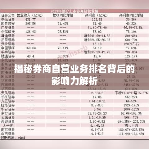 揭秘券商自营业务排名背后的影响力解析