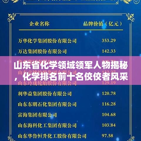 山东省化学领域领军人物揭秘，化学排名前十名佼佼者风采展示